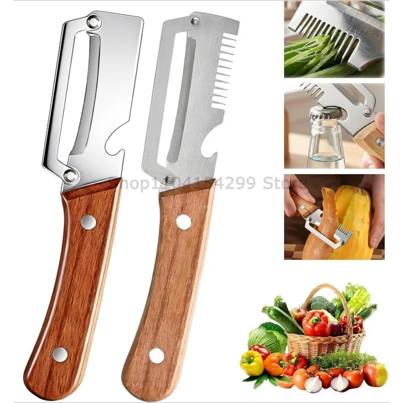 3-in-1 MultiFunction Peeler Kitchen Stainless Steel Vegetable Peeler Fruit Knife Bottle Opener Kitchen-Specific Fruit Peeler