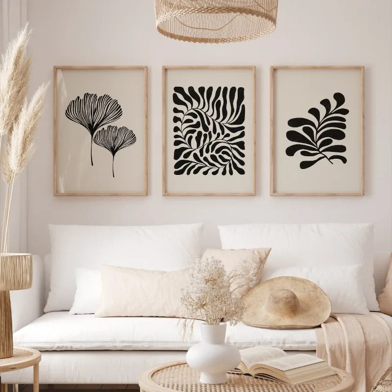 Minimalist Boho Matisse Style Botanical Leaves Art Poster Canvas Painting Wall Prints Picture for Living Room Home Decor Cuadros